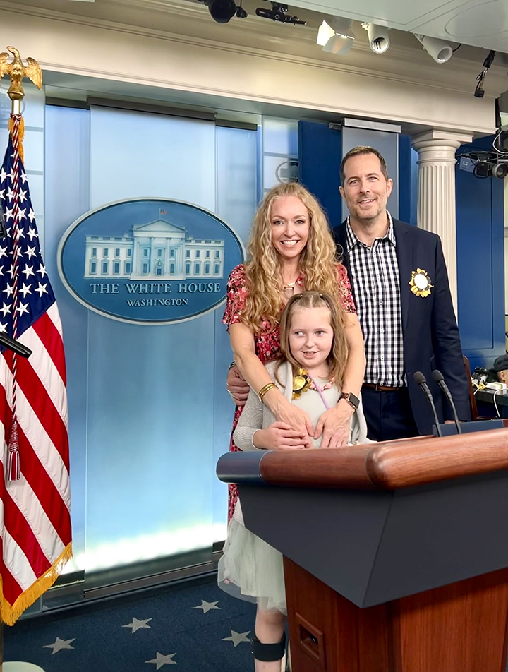 Tracy, Josh, and Sophie Ryan in the White House press briefing room