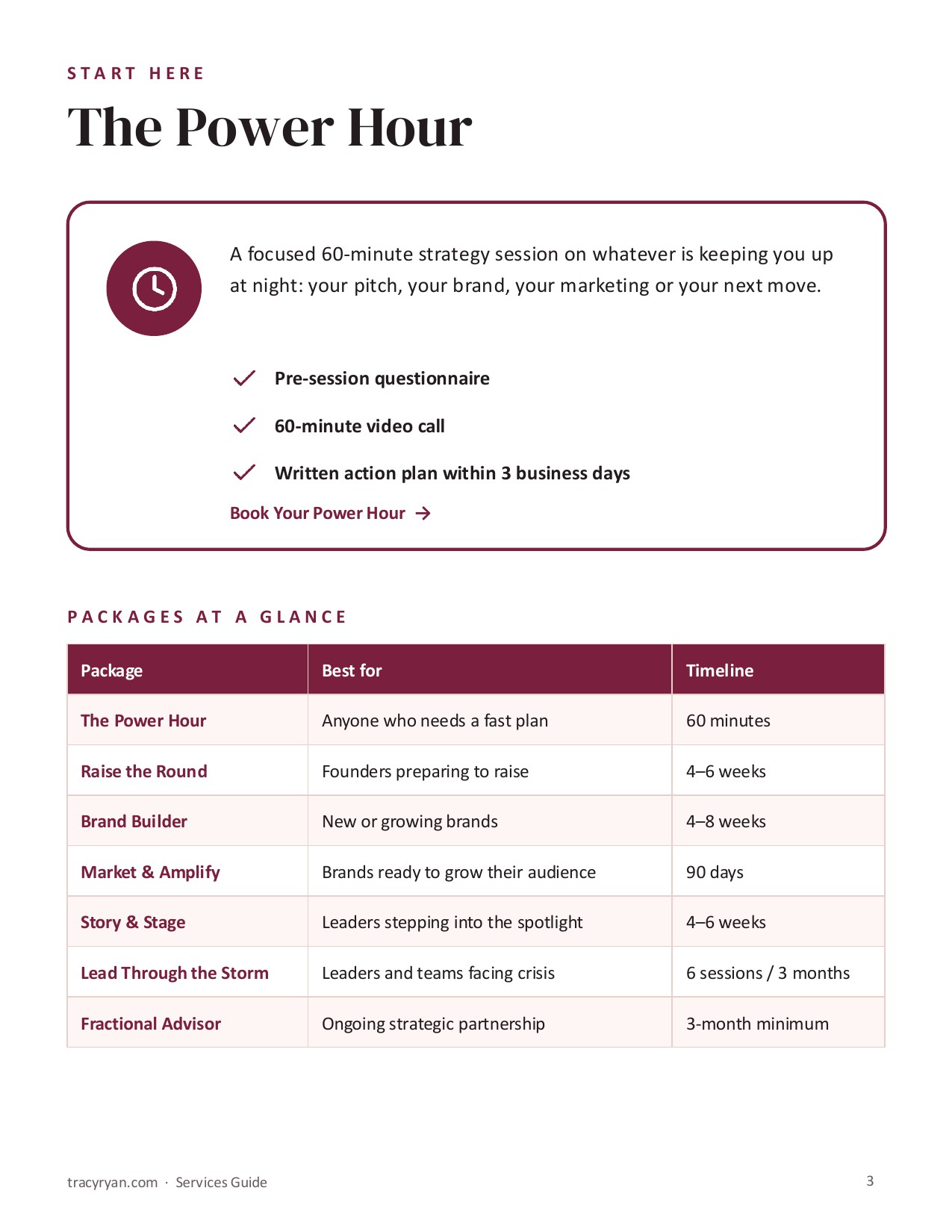 Tracy Ryan Services Guide, page 3