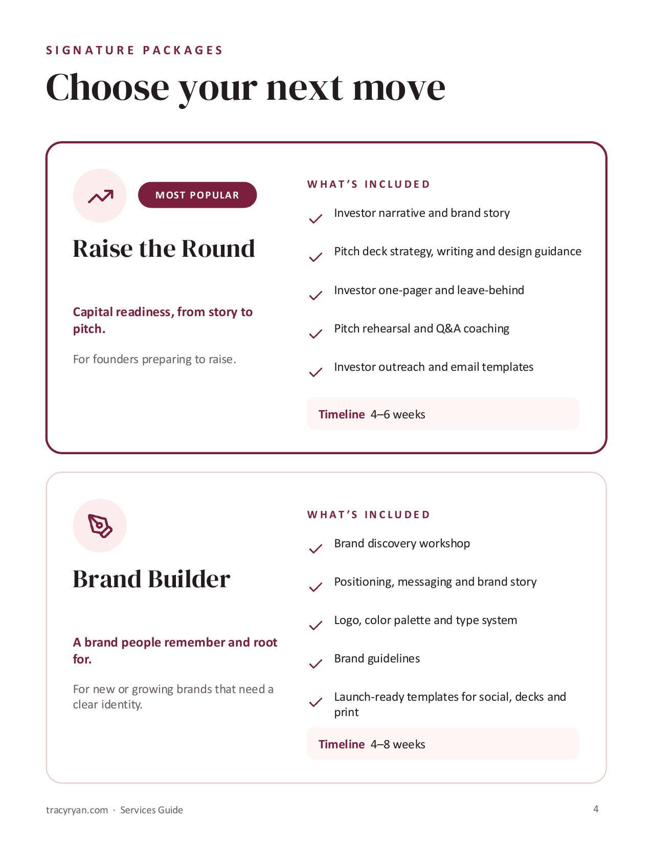 Tracy Ryan Services Guide, page 4