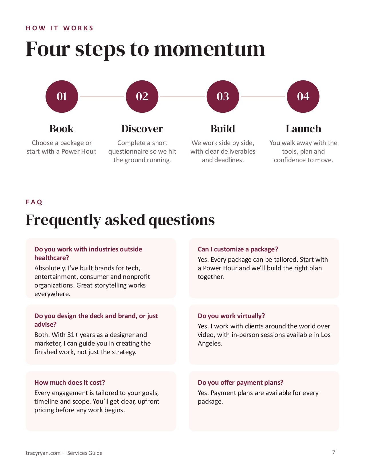 Tracy Ryan Services Guide, page 7